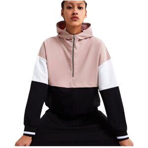 Zara Womens Colorblock Hooded Lightweight Track Jacket Size M 1/4‎ Zip Athletic